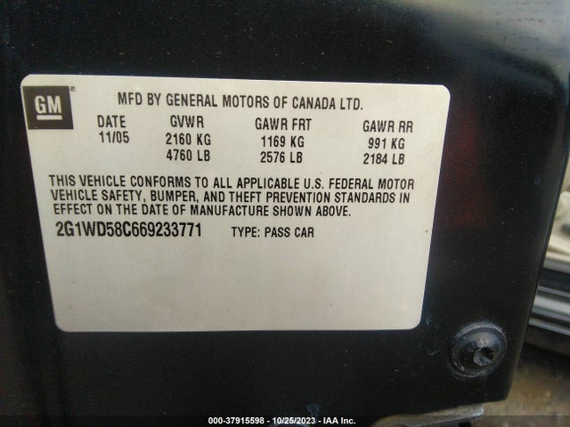 2006 CHEVROLET IMPALA  SS VIN: 2G1WD58C669233771