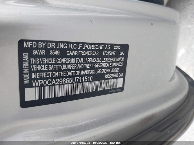 2005 PORSCHE BOXSTER WP0CA29865U711510 Photo 8