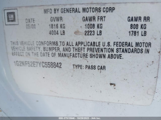 2000 PONTIAC GRAND AM 1G2NF52E7YC558842 Photo 8