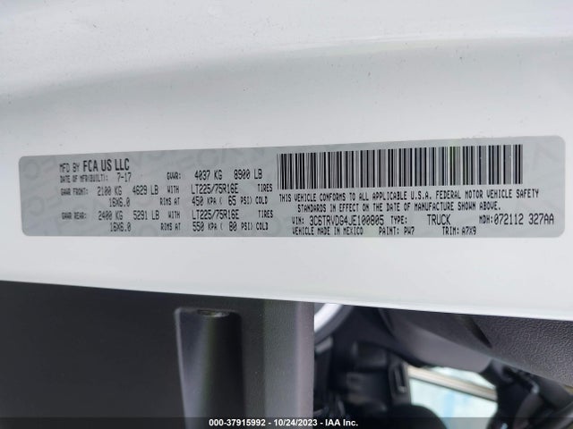 3C6TRVDG4JE100805 RAM Promaster Cargo Van