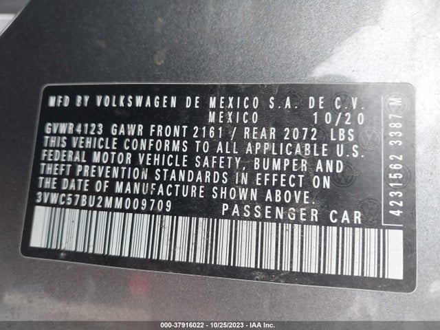 3VWC57BU2MM009709 Volkswagen Jetta S/se/r-line