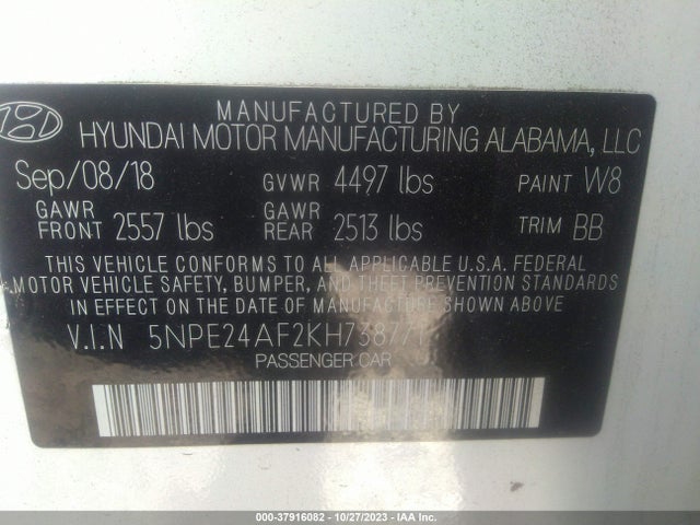 Hyundai SONATA SE 2019 5NPE24AF2KH738771 Image 9
