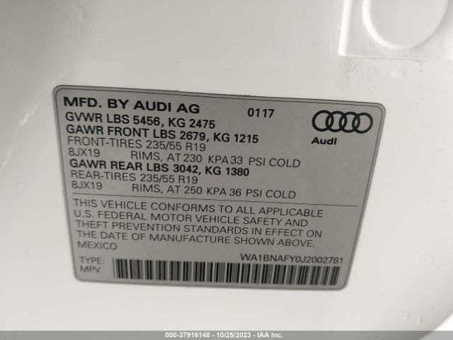 2018 AUDI Q5 WA1BNAFY0J2002781 Photo 8