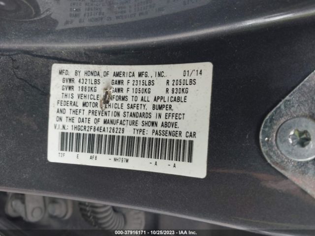 1HGCR2F84EA126229 Honda Accord Sedan Ex-l