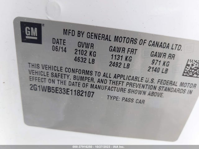 Chevrolet Impala Limited Lt 2014 2G1WB5E33E1182107 Image 9