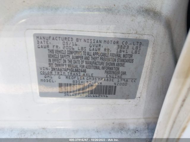 3N1AB7AP1GL662446 Nissan Sentra Fe+ S/sv/s/sr/sl