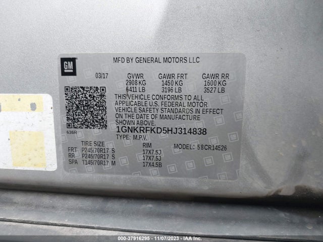 Chevrolet Traverse Ls 2017 1GNKRFKD5HJ314838 Image 9