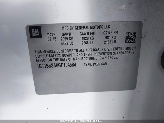 Chevrolet Malibu Limited Ls 2016 1G11B5SA9GF104584 Image 9