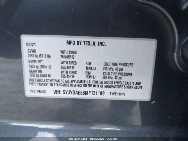 5YJYGAEE8MF131189 Tesla Model Y Long Range Dual Motor All-wheel Drive