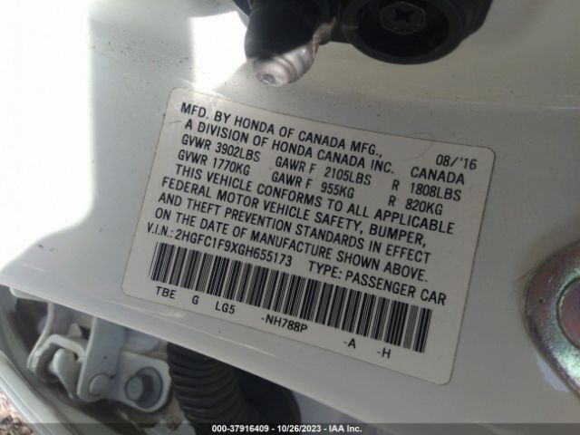 2HGFC1F9XGH655173 Honda Civic Sedan Touring