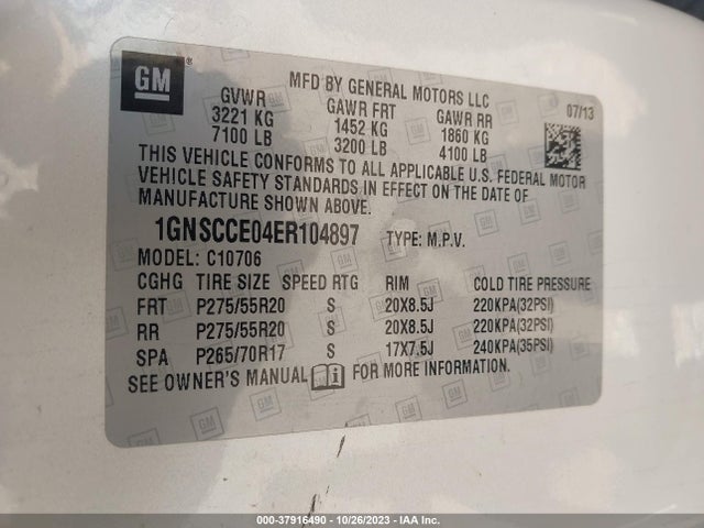 Chevrolet Tahoe Ltz 2014 1GNSCCE04ER104897 Image 9
