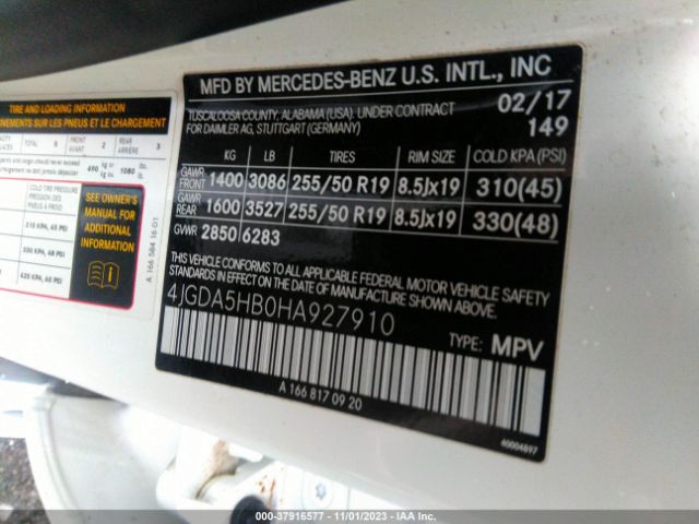 4JGDA5HB0HA927910 Mercedes-Benz Gle Gle 350