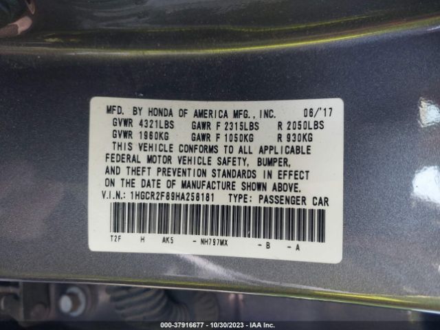 1HGCR2F89HA258181 Honda Accord Sedan Ex-l