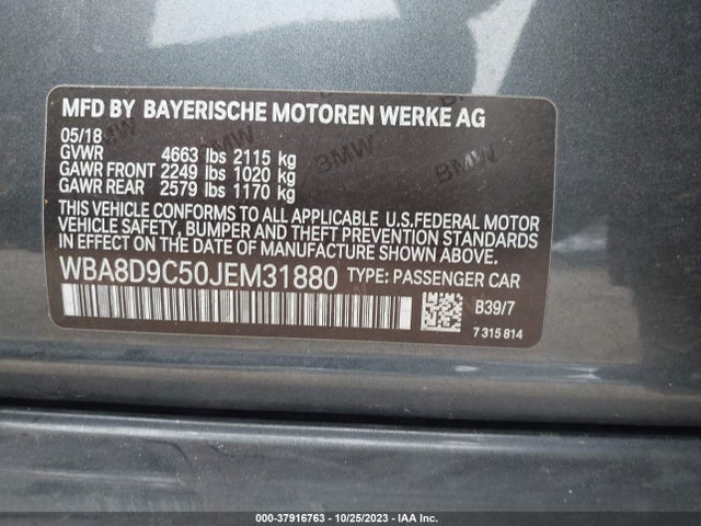 BMW 330i Xdrive 2018 WBA8D9C50JEM31880 Image 9