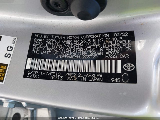 Toyota COROLLA LE 2022 JTDEPMAE6NJ223020 Image 9