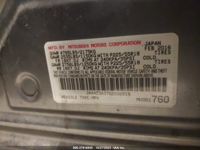 JA4AZ3A37GZ032819 Mitsubishi Outlander Se/sel/es