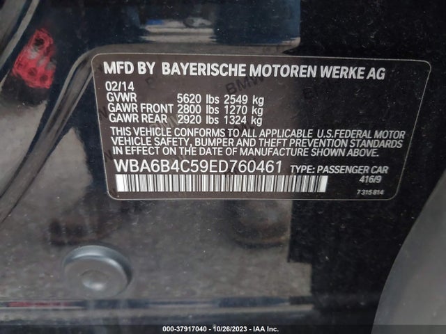 WBA6B4C59ED760461 BMW 650i Gran Coupe Xdrive