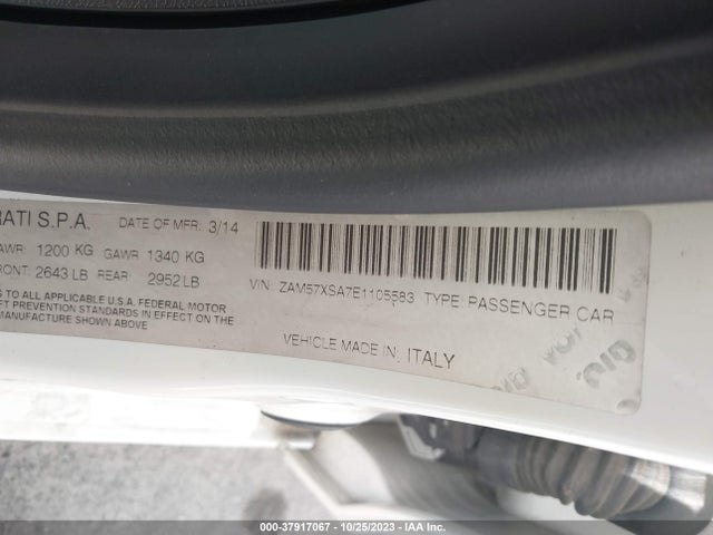 2014 MASERATI GHIBLI VIN: ZAM57XSA7E1105583