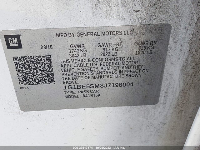 Chevrolet Cruze Lt Auto 2018 1G1BE5SM8J7196004 Image 9