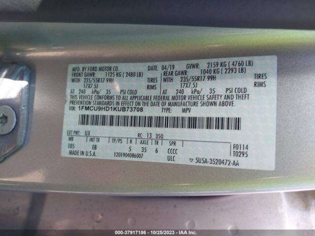 1FMCU9HD1KUB73708 Ford ESCAPE SEL