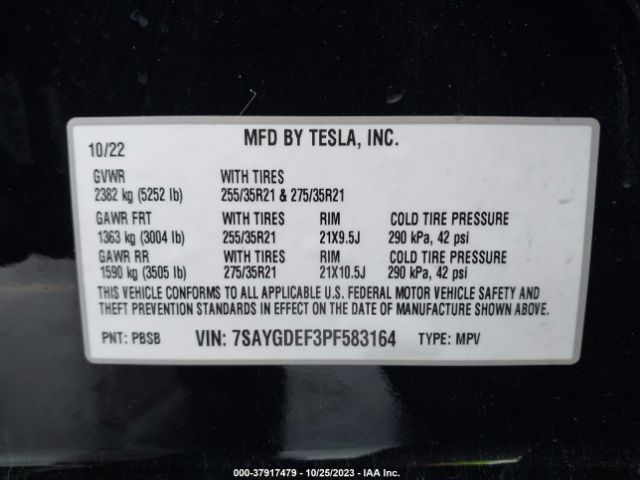 7SAYGDEF3PF583164 Tesla Model Y Performance
