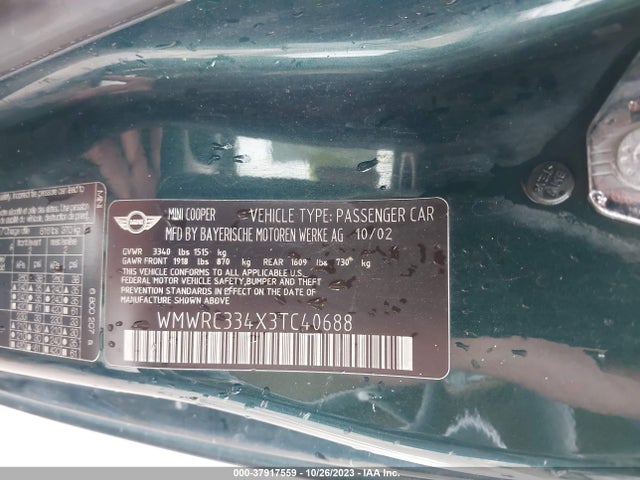 2003 MINI COOPER HARDTOP WMWRC334X3TC40688 Photo 8