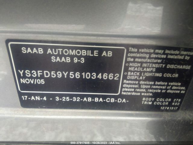2006 SAAB 9-3 YS3FD59Y561034662 Photo 8