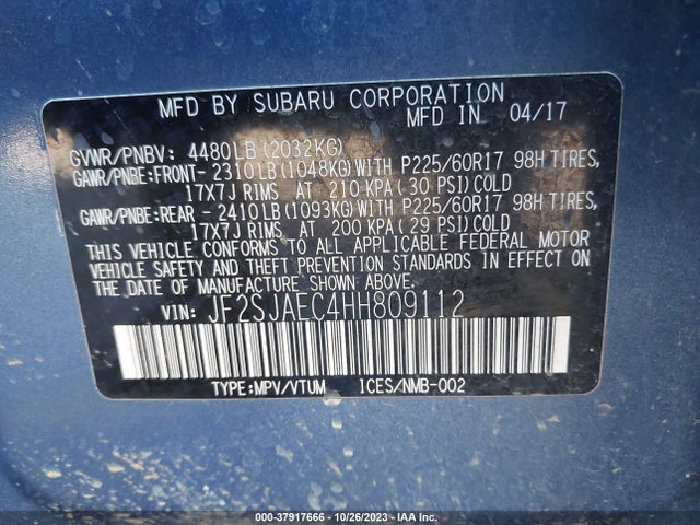 Subaru Forester 2.5i Premium 2017 JF2SJAEC4HH809112 Image 9