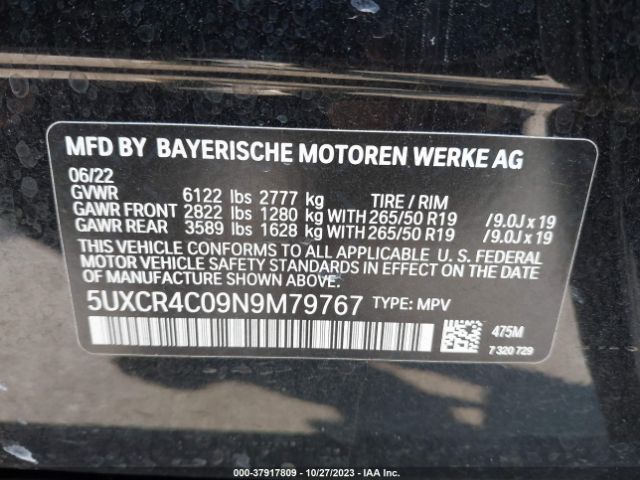 5UXCR4C09N9M79767 BMW X5 Sdrive40i