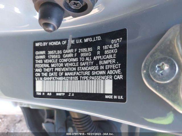 SHHFK7H46HU218105 Honda Civic Hatchback Sport