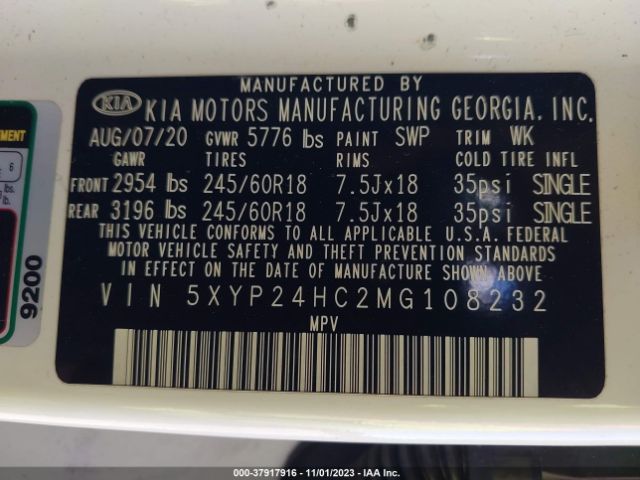 5XYP24HC2MG108232 KIA Telluride Lx