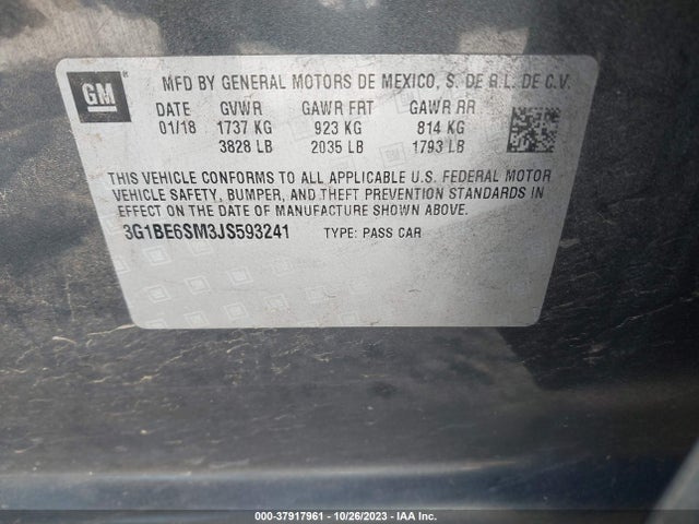 Chevrolet Cruze Lt Auto 2018 3G1BE6SM3JS593241 Image 9