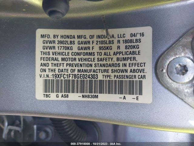 Honda Civic Ex-l 2016 19XFC1F78GE024303 Image 9