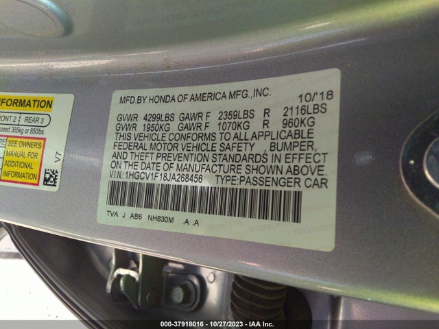 Honda Accord 2018 1HGCV1F18JA268456 Image 23