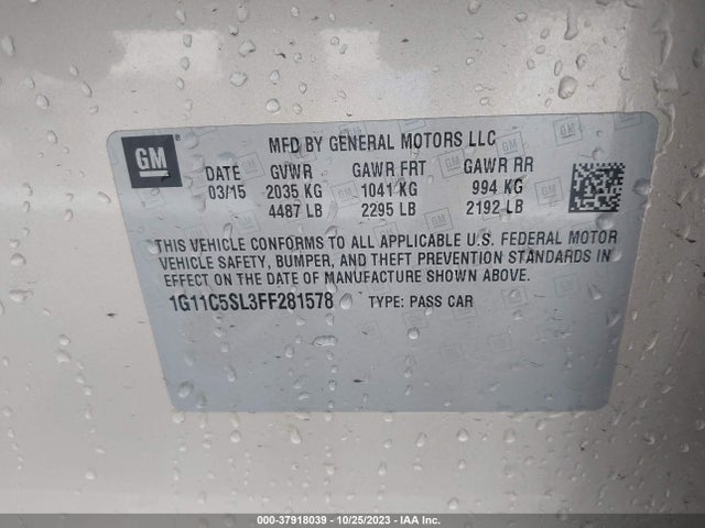 Chevrolet MALIBU 1LT 2015 1G11C5SL3FF281578 Image 9