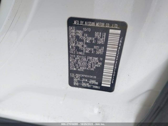 Nissan Quest Sl 2014 JN8AE2KPXE9104126 Image 9