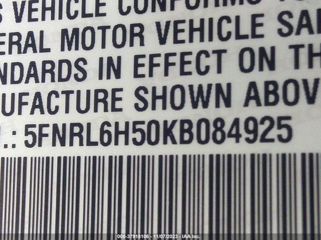 2019 HONDA ODYSSEY EX VIN: 5FNRL6H50KB084925