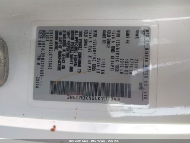 3N6CM0KN5LK707843 Nissan Nv200 Compact Cargo S Xtronic Cvt