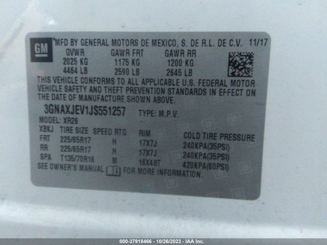 Chevrolet EQUINOX LT 2018 3GNAXJEV1JS551257 Image 9