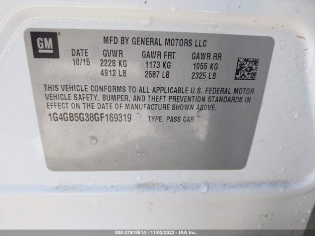 1G4GB5G38GF169319 Buick Lacrosse Leather