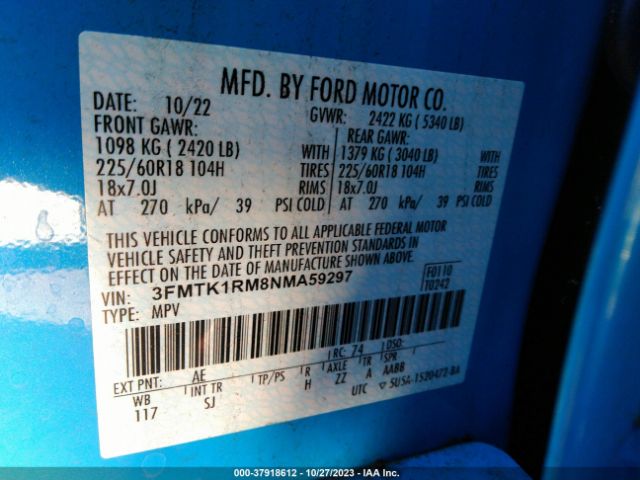 3FMTK1RM8NMA59297 Ford Mustang Mach-e Select