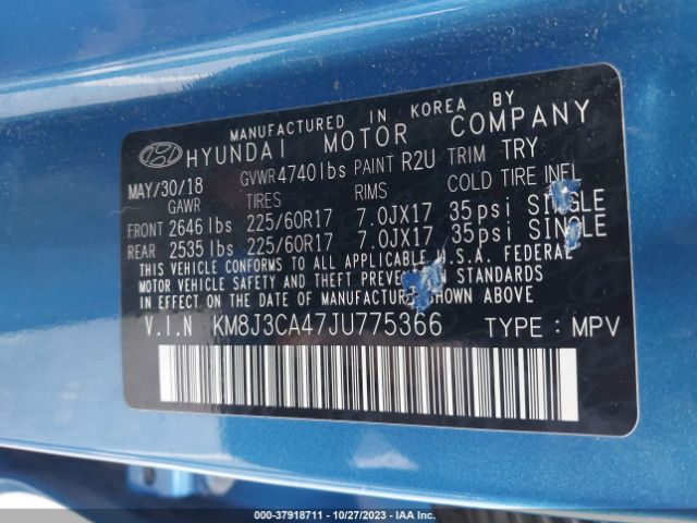 2018 HYUNDAI TUCSON KM8J3CA47JU775366 Photo 8
