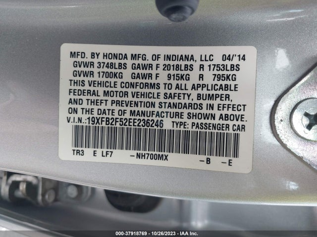 Honda Civic Lx 2014 19XFB2F52EE236246 Image 9