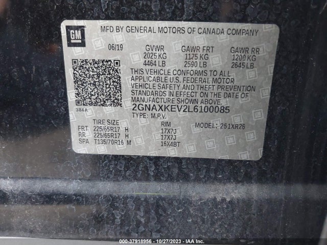 Chevrolet EQUINOX LT 2020 2GNAXKEV2L6100085 Image 9
