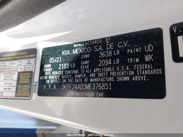 3KPF24AD5ME376851 KIA FORTE FE