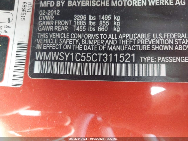 2012 MINI COOPER ROADSTER WMWSY1C55CT311521 Photo 8