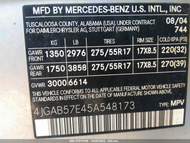2005 MERCEDES-BENZ M-CLASS 4JGAB57E45A548173 Photo 8