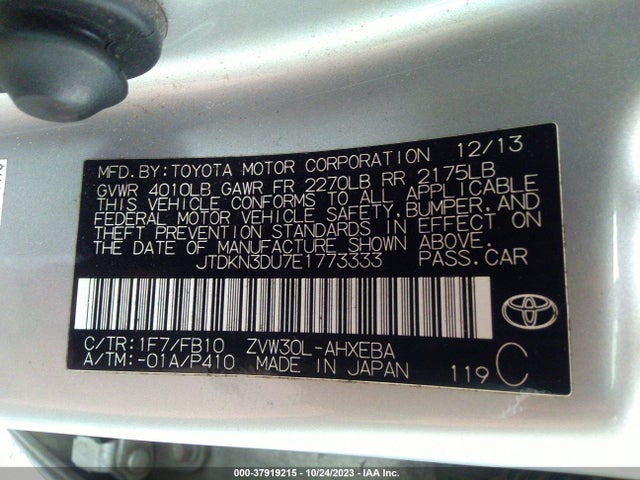 Toyota Prius Two 2014 JTDKN3DU7E1773333 Image 9