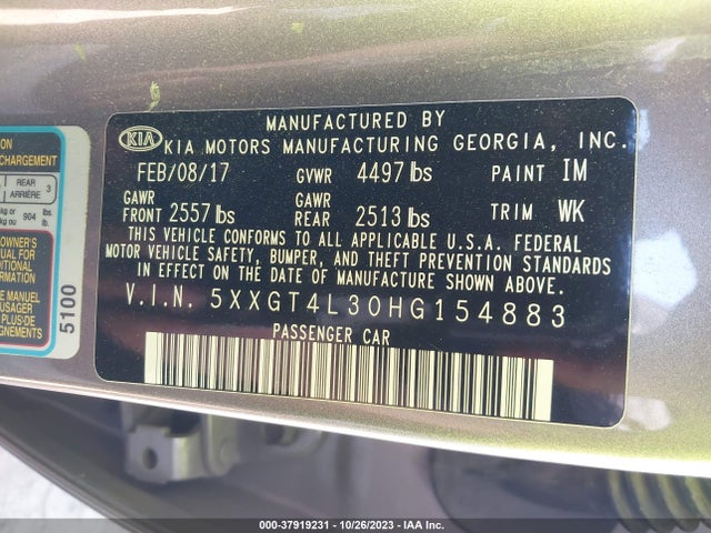 KIA Optima Lx 2017 5XXGT4L30HG154883 Image 9