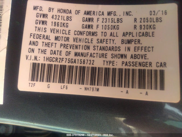 Honda k24w1 2016 1HGCR2F75GA158732 Image 29